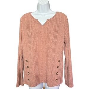 JustFashionNow | Ribbed Pink Long Sleeve Top